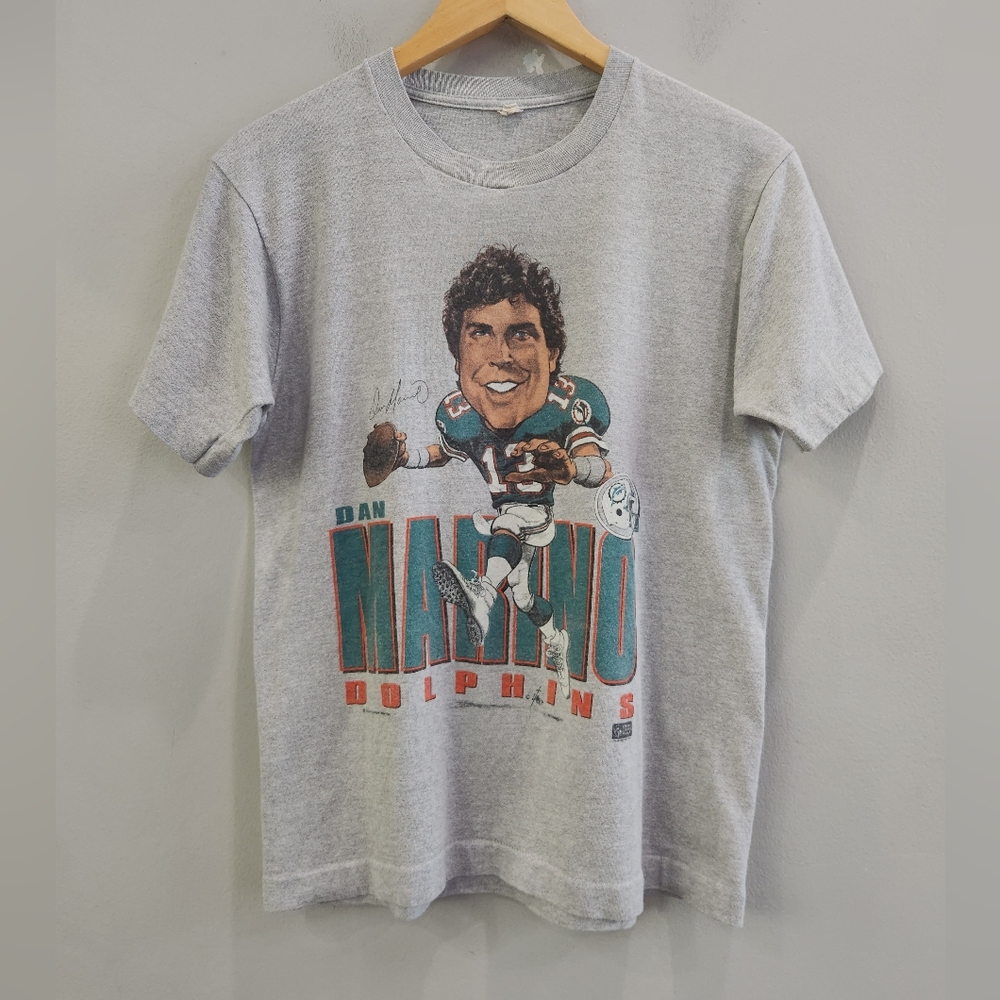 Vintage Salem Miami Dolphins Dan Marino NFL Football Caricature Shirt Size Small
